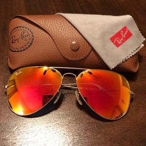 Ray-Ban Red/Orange mirror aviator sunglasses